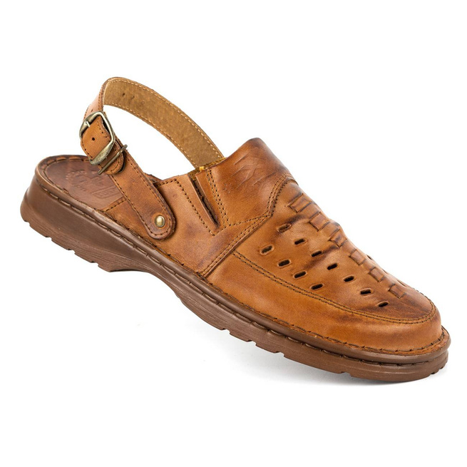 Pánské žabky Leather 802 Brown Lukowskie