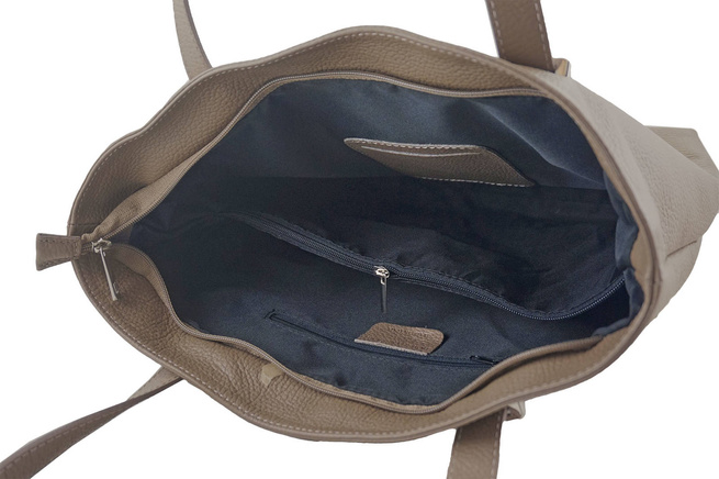 Shopper bag - Włoska duża torebka miejska skórzana - Brązowa jasna