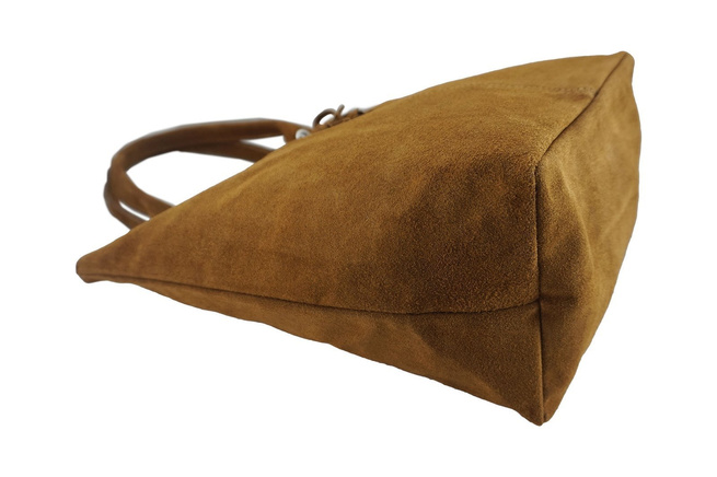 Shopper bag - Dámská semišová kabelka - Světle hnědá