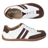 Buty BAREFOOT damskie skórzane minimalistyczne 1287 białe z brązowym nubukiem sneakersy