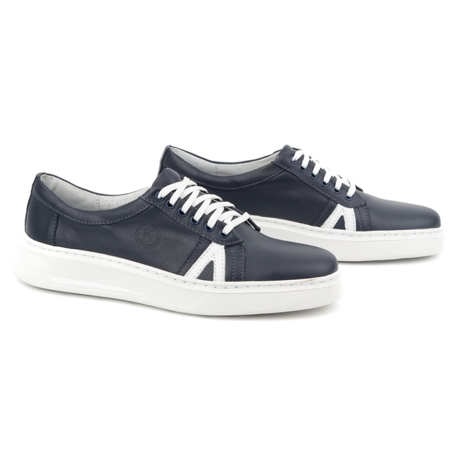 Buty męskie skórzane casual 910/2 granatowe