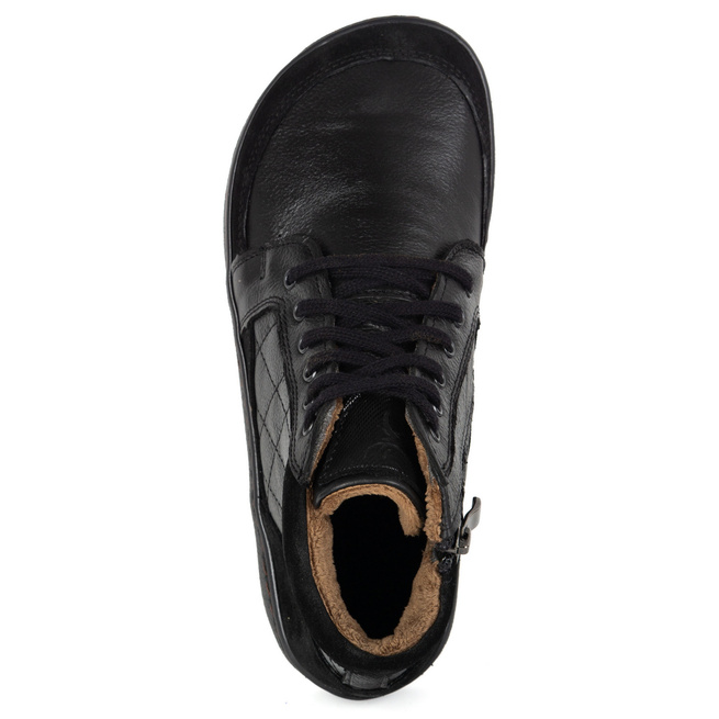 Buty damskie zimowe barefoot skórzane Z-B05 czarne