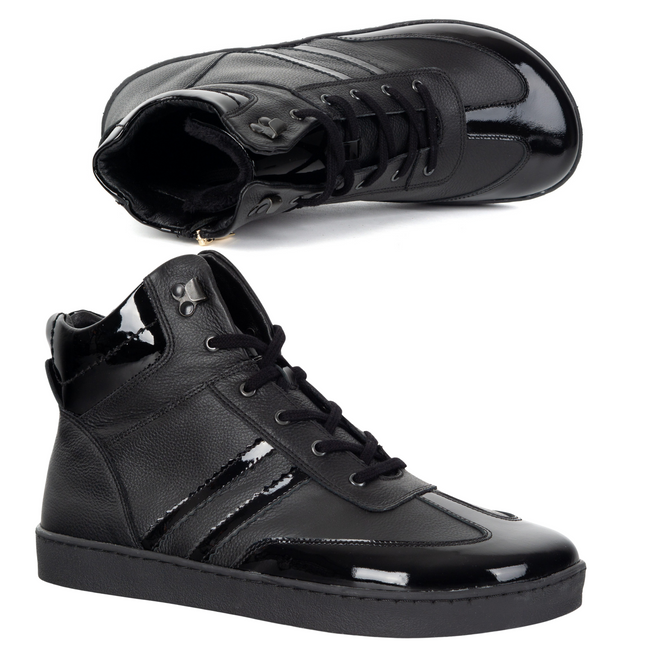 Skórzane buty BAREFOOT damskie zimowe 201MP ocieplane z naturalnej skóry czarne