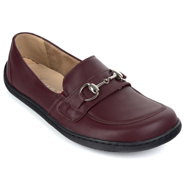 Dámské minimalistické kožené mokasíny Barefoot 1288AR burgundy