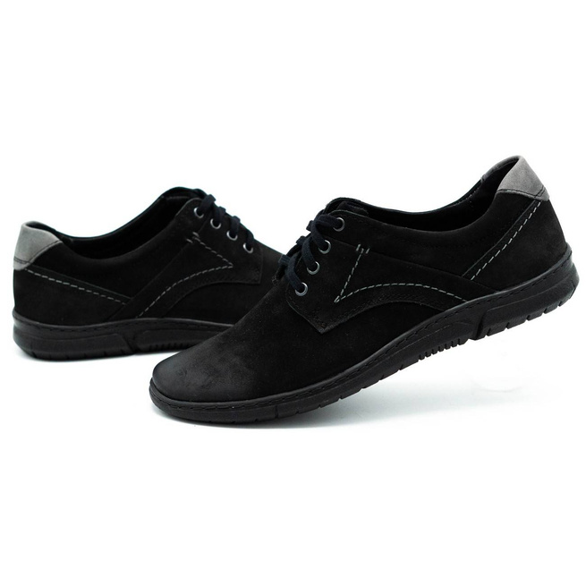 Pánská kožená obuv pro volný čas 858K černá