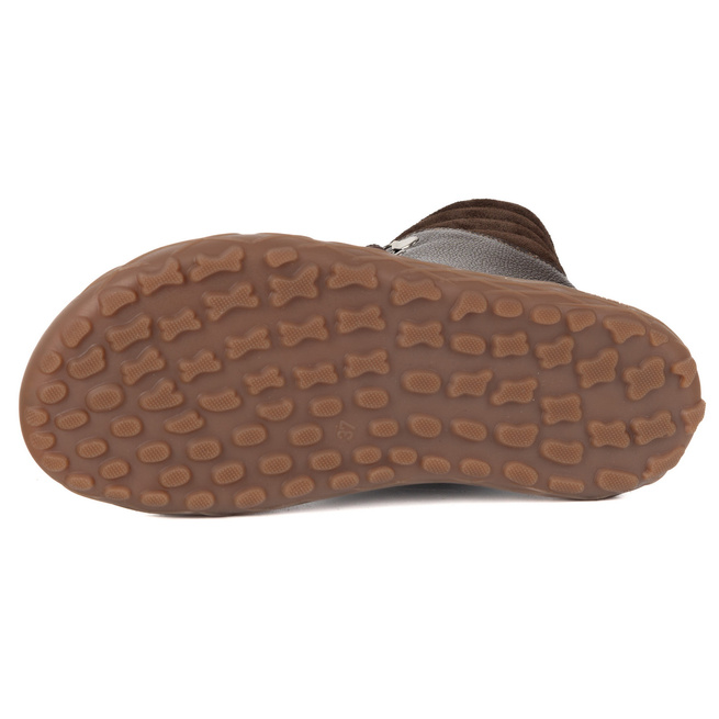 Buty damskie barefoot zimowe skórzane Olivier Runa ocieplane brązowe