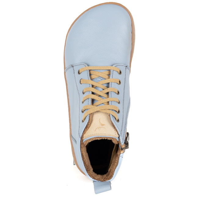 Buty damskie zimowe barefoot skórzane Z-B04 niebieskie