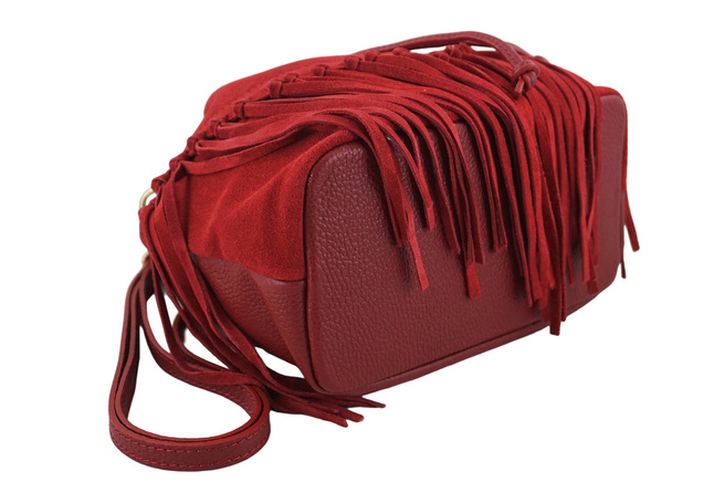 Torebka skórzana boho style - Czerwona