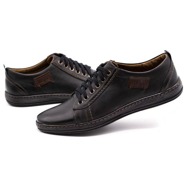 Buty męskie skórzane 695MP czarne