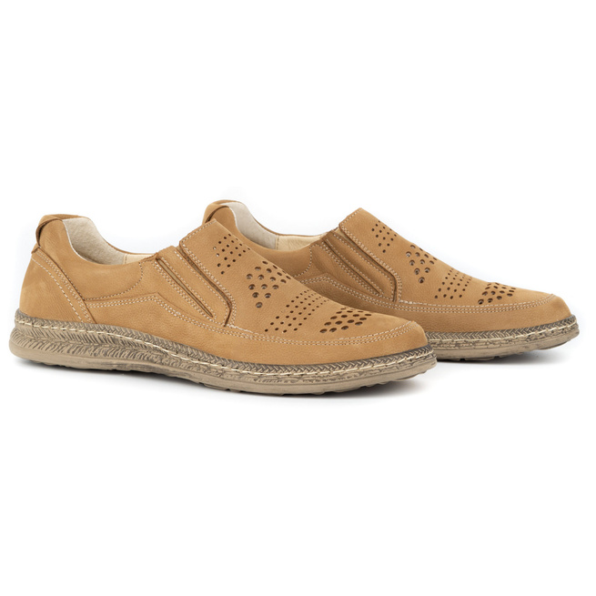 Pánská letní kožená obuv 0116W camel
