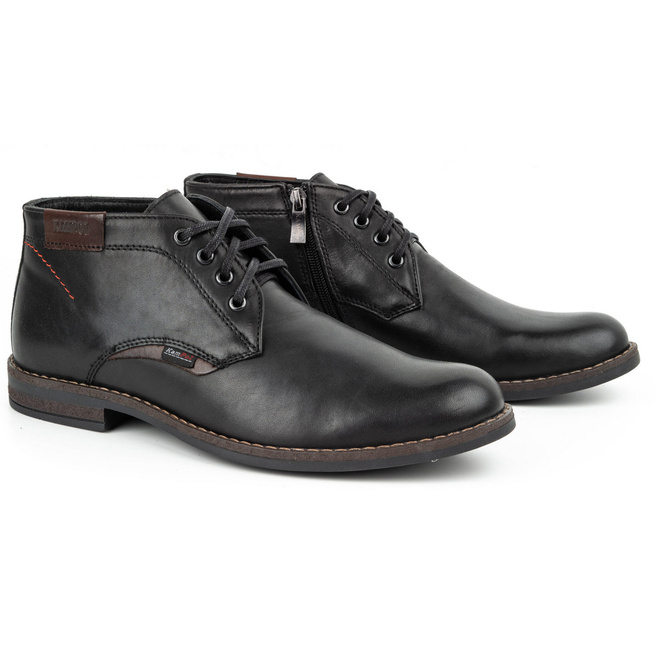 Pánské zimní boty boty kožené 137KAM černé