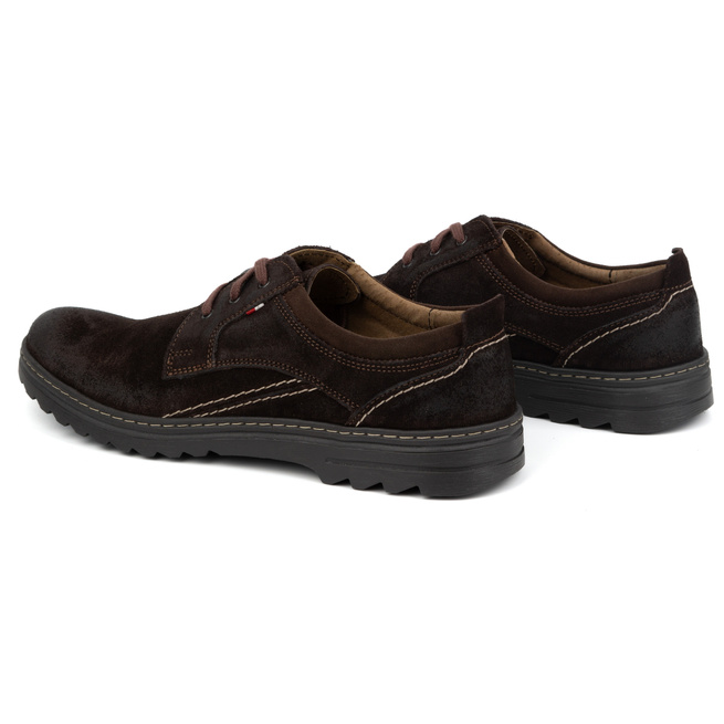 Buty męskie skórzane casual sznurowane zamszowe 309GT brązowe
