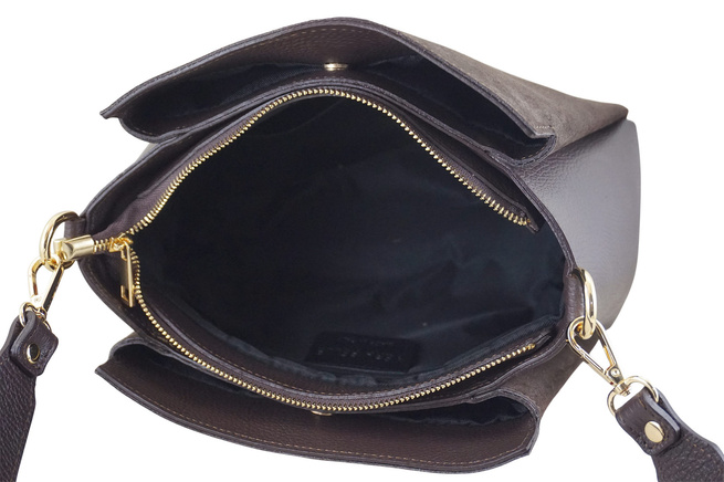 Kabelka do města z přírodního semiše a kůže - Hnědá tmavá