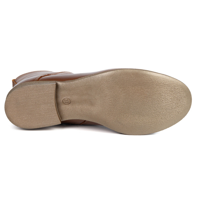 Olivier Claire – klasyczne botki damskie sznurowane z zamkiem, skóra naturalna brązowe