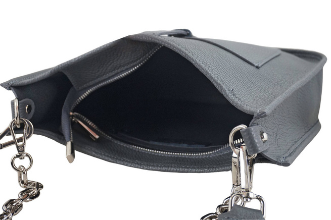 Duża listonoszka z odpinanym łańcuszkiem - Szara ciemna