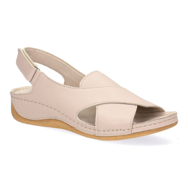 Dámské robustní kožené sandály na suchý zip Pollonus vanilla verona 5-1628-001