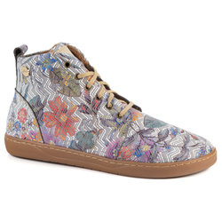 Buty damskie zimowe barefoot skórzane Z-B04 kwiaty