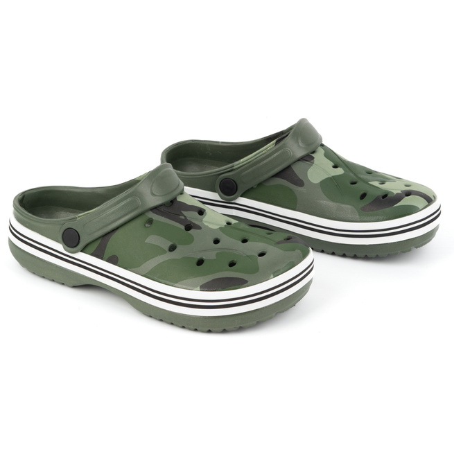 KLAPKI KROKSY buty LEKKIE chodaki zielone moro