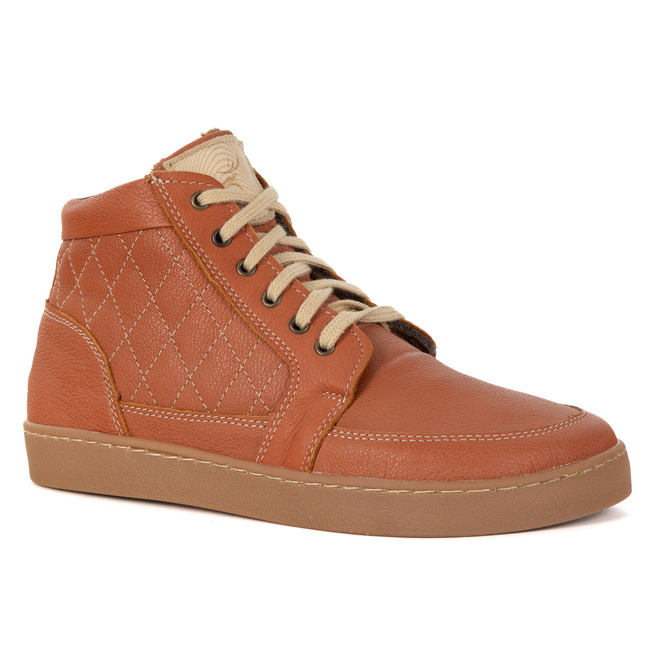 Buty damskie zimowe barefoot skórzane Z-B05 rude – ocieplane, zero-drop, szeroki przód