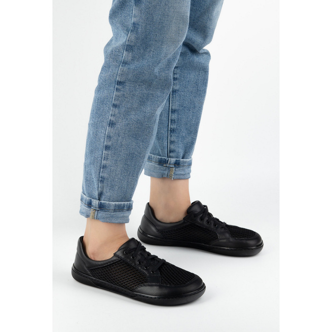 Dámská minimalistická kožená obuv barefoot 0772SW černá