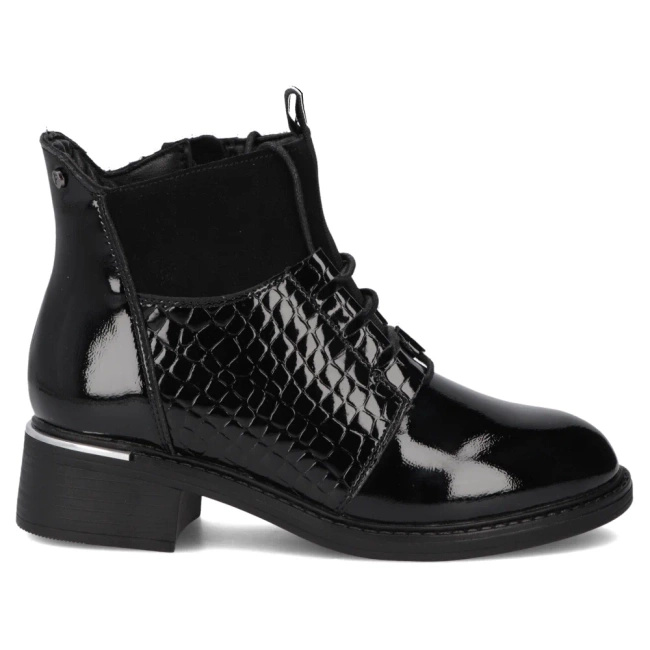 Skórzane trzewiki Filippo DBT7275 BK czarne lakier