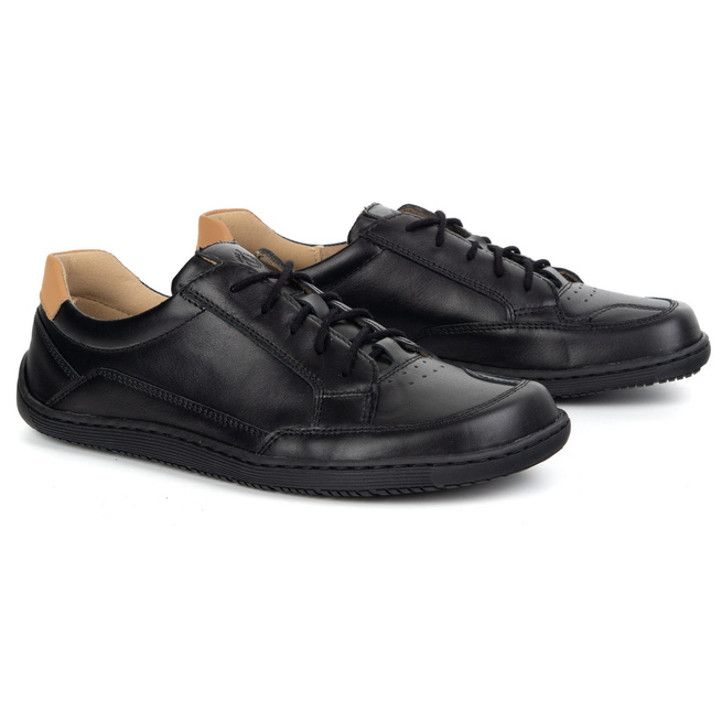 BAREFOOT Damskie minimalistyczne sneakersy skórzane OLIVIER 1282 czarne