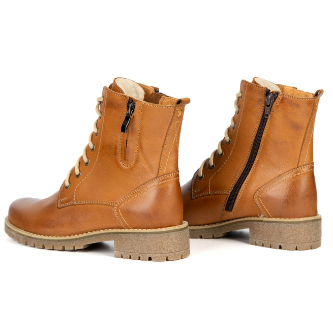 Dámské kožené boty Lauren zateplené vlnou červené