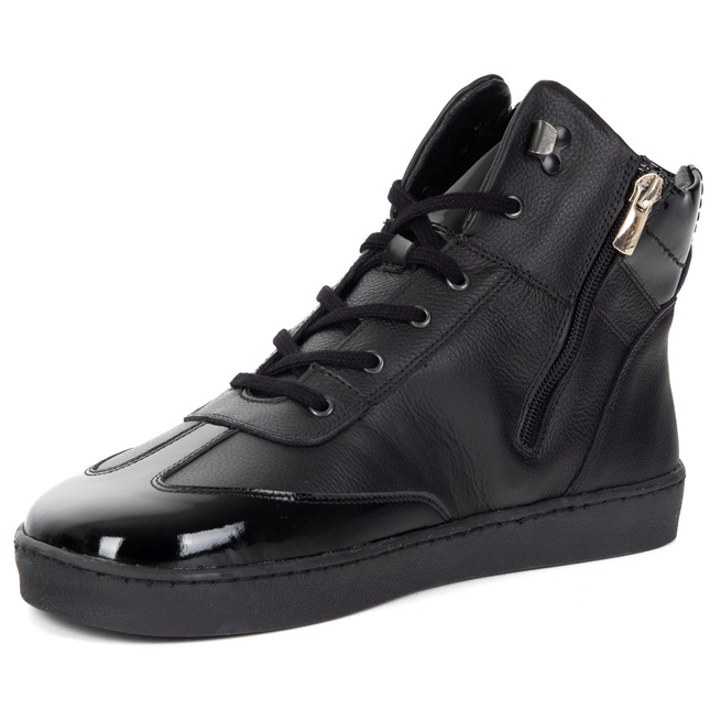 Skórzane buty BAREFOOT damskie zimowe 201MP ocieplane z naturalnej skóry czarne