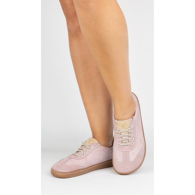 Buty barefoot damskie skórzane Olivier Eliza kwiaty różowe