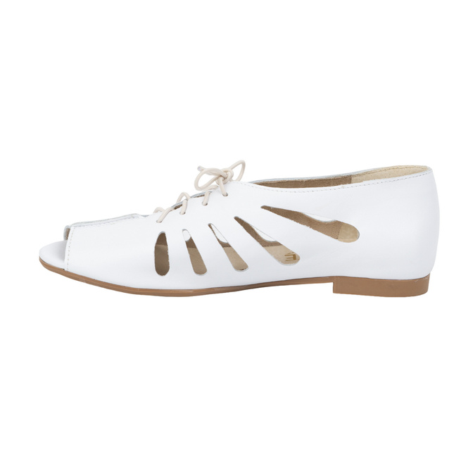 Dámské kožené ažurové baleríny 1444EX White