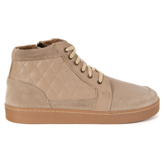 Buty damskie zimowe barefoot skórzane Z-B05 beżowe