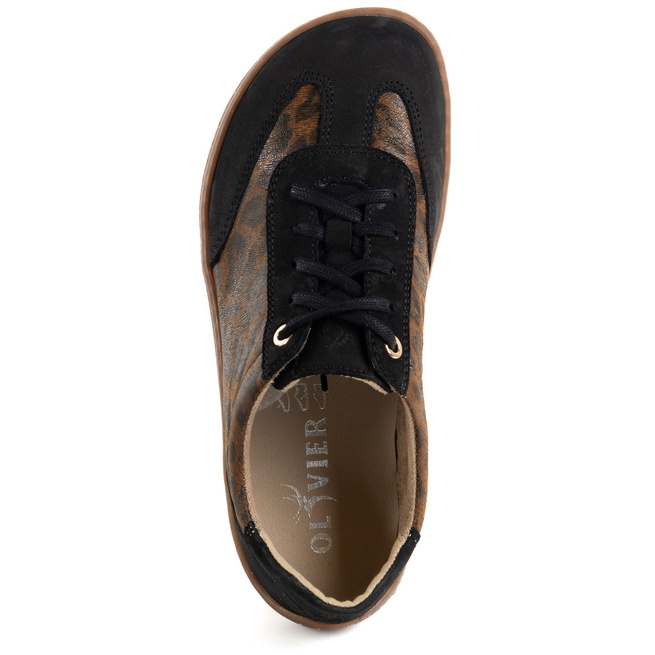 Buty BAREFOOT damskie skórzane minimalistyczne 1287 czarny nubuk panterka