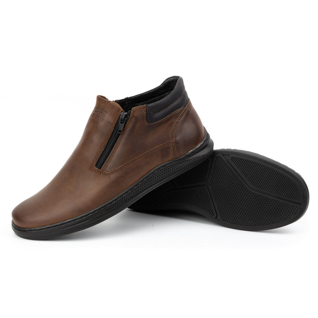 Pánské zimní kožené boty K29S tmavě hnědé