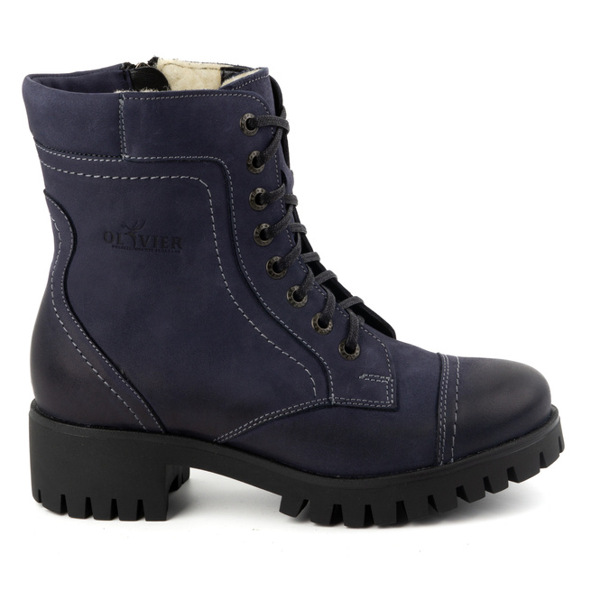 Dámské kožené boty zateplené zimní boty 272BB navy blue
