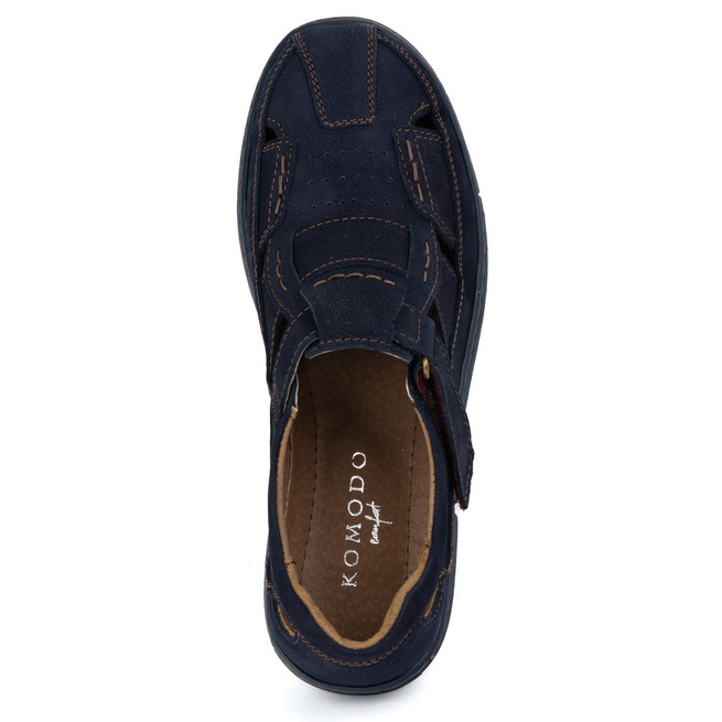 Pánská kožená obuv na suchý zip 937KOM navy blue