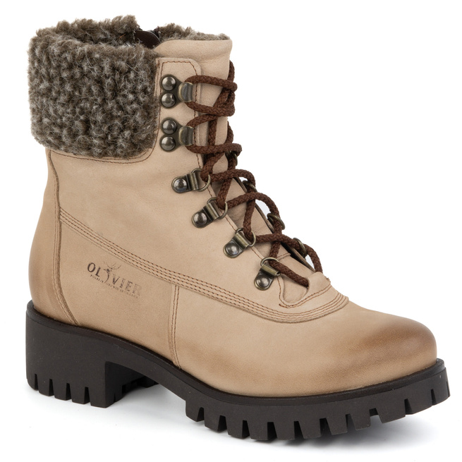 Dámské kožené boty zateplené zimní boty 330BB beige