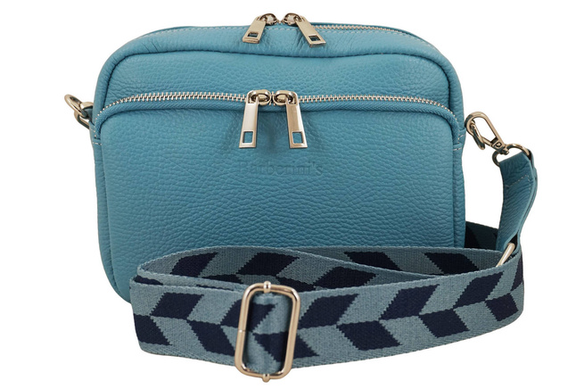 Dámská kabelka s ozdobným popruhem - modrá