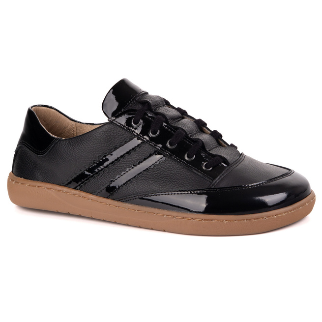 Sneakersy barefoot damskie Kaia Olivier – anatomiczne buty skórzane czarny floter z lakierem