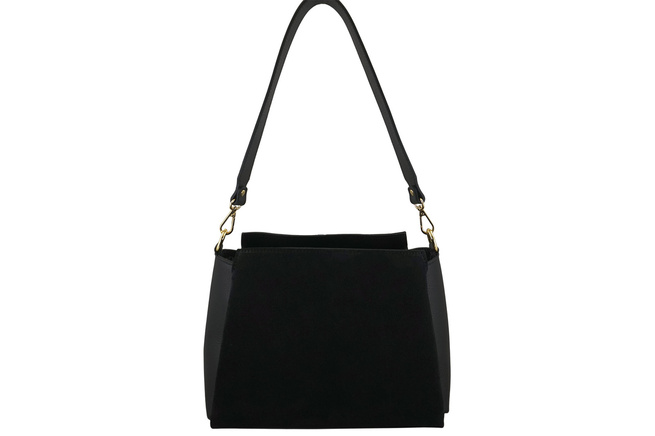 Městská taška z přírodního semiše a kůže - černá