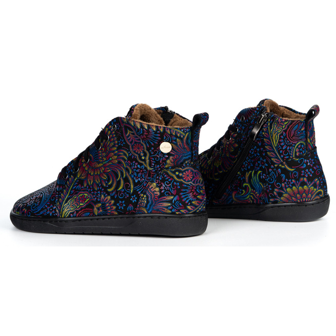 Buty damskie zimowe barefoot skórzane Z-B04 wielokolorowe wzory