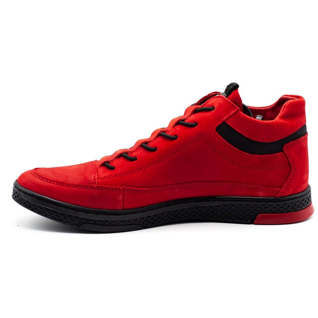 Buty męskie zimowe K25F czerwony nubuk