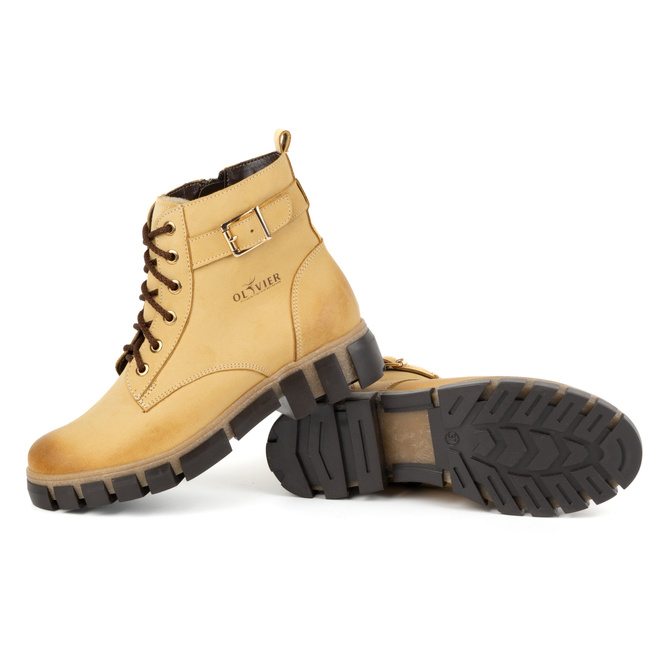 Dámské zateplené kožené boty 373BB beige