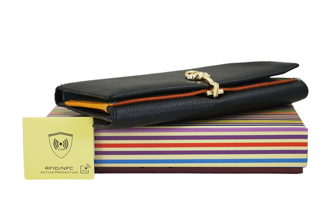 Velká peněženka se zlatým zapínáním - černá