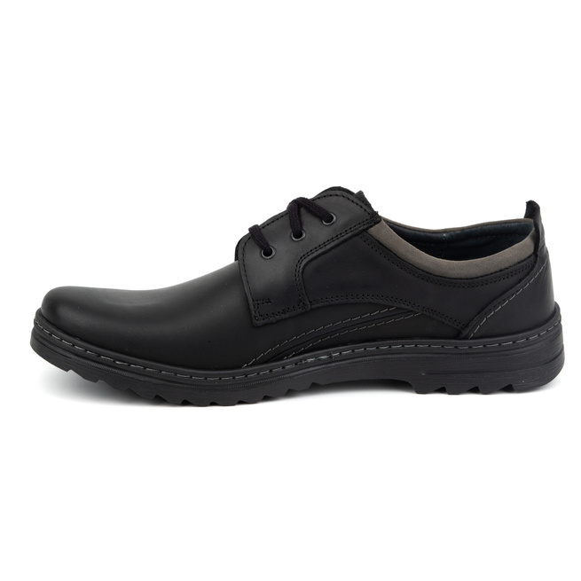 Buty męskie skórzane casual sznurowane 309GT czarne