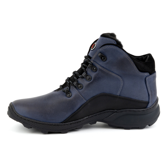 Pánské zimní kožené boty 903K navy blue