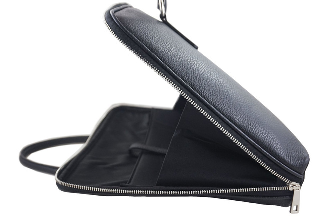 Skórzana torba na laptopa Casual - Czarna