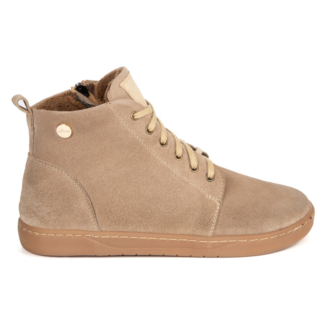 Dámské kožené zimní boty barefoot Z-B04 beige