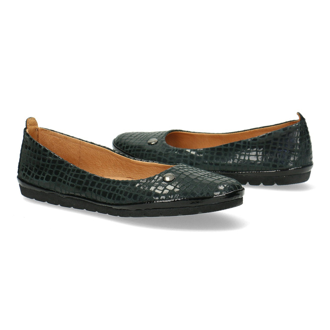 Dámské kožené baleríny Pollonus black croco 5-1330-002
