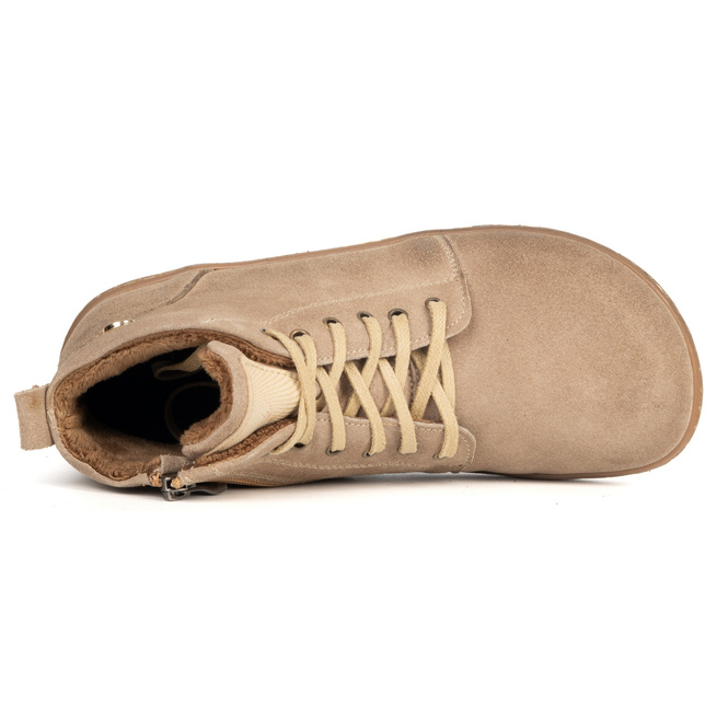 Dámské kožené zimní boty barefoot Z-B04 beige