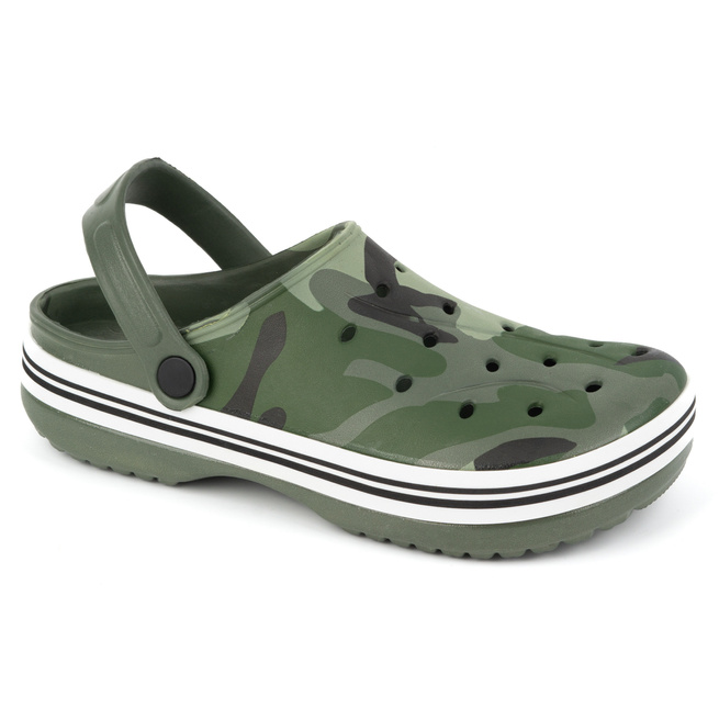 KLAPKI KROKSY buty LEKKIE chodaki zielone moro